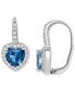 ფოტო #1 პროდუქტის Cubic Zirconia Heart Halo Leverback Earrings in Sterling Silver, Created for Macy's