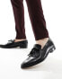 Dune leather tassel slip on loafers in black