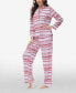 ფოტო #3 პროდუქტის Women's Printed Long Sleeve Notch-Collar Pajama Set, 2 Piece