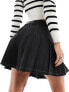 Pieces pleated mini skirt with contrast stich in black