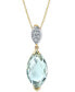 ფოტო #1 პროდუქტის Green Quartz (3-3/8 ct. t.w.) & Diamond (1/20 ct. t.w.) Briolette 18" Pendant Necklace in 14k Gold