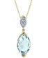 Фото #1 товара Macy's green Quartz (3-3/8 ct. t.w.) & Diamond (1/20 ct. t.w.) Briolette 18" Pendant Necklace in 14k Gold