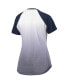 ფოტო #4 პროდუქტის Women's Navy and White Cleveland Indians Shortstop Ombre Raglan V-Neck T-shirt