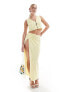 SNDYS fine knit tie detail maxi skirt co-ord in yellow