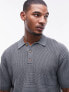 Topman textured panel polo in grey green