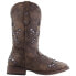 Roper Kennedy Glitter Tooled Inlay Square Toe Cowboy Womens Brown Casual Boots