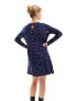 Фото #9 товара Wednesday's Girl smudge spot smock mini dress in deep blue