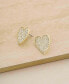 18K Gold Plated Pave Crystal Heart Large Stud Earrings