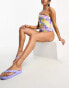 Фото #4 товара Noisy May one shoulder swimsuit in purple 70s floral