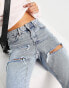 Фото #3 товара Topshop Petite Original high rise Mom rip jeans in bleach