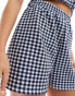 Фото #2 товара ASOS DESIGN jersey shorts co-ord in gingham print