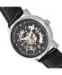 Men Belfour Leather Watch - Silver/Black, 44mm