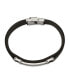 ფოტო #3 პროდუქტის Stainless Steel Polished Black Leather ID Bracelet