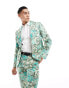 Фото #1 товара Twisted Tailor morris floral suit jacket in green