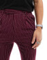 Фото #2 товара ASOS DESIGN tapered smart trousers in burgundy pin stripe