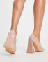 Glamorous Wide Fit – Pumps aus Lack in Beige mit Blockabsatz