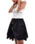 Фото #1 товара Monki poplin mini skirt with drawstring ruched details in black