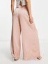 ASOS DESIGN Petite wide leg satin trouser in blush pink