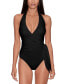 Фото #1 товара Lauren Ralph Lauren Womens Side-Tie Tummy-Control One-Piece Swimsuit (Black, 10)