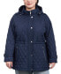 Фото #1 товара Women's Plus Size Quilted Hooded Anorak Coat