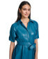 ფოტო #5 პროდუქტის Women's Faux-Leather Belted Shirtdress