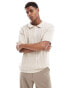 Фото #1 товара New Look short sleeve textured knit polo in off white