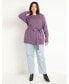 Фото #1 товара Plus Size Relaxed Tunic Sweater With Belt