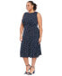 Фото #3 товара Plus Size Polka Dot Sleeveless Midi Dress