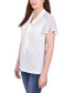 ფოტო #3 პროდუქტის Petite Short Sleeve Top with Mesh Details