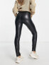 Фото #2 товара Pimkie high waisted faux leather leggings in black