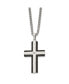 Chisel brushed Black IP-plated Edges CZ Cross Pendant Curb Chain