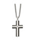 ფოტო #3 პროდუქტის Brushed Black IP-plated Edges CZ Cross Pendant Curb Chain