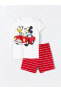 Фото #1 товара LCW baby Bisiklet Yaka Kısa Kollu Mickey Mouse Baskılı Erkek Bebek Şortlu Pijama Takımı