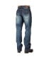 Фото #3 товара Men's Slim Straight Premium Jeans Dark Tinted Blue Hand Rub Whisker
