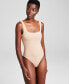 Фото #4 товара Women's Square-Neck Sleeveless Thong Bodysuit