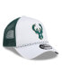 ფოტო #2 პროდუქტის Men's White/Hunter Green Milwaukee Bucks Court Sport Foam A-Frame 9FORTY Adjustable Trucker Hat