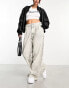 Фото #4 товара Pull&Bear adjustable waist wide leg jean in bleach wash grey