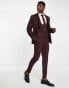 ASOS DESIGN wedding super skinny suit jacket in micro texture in burgundy