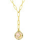 ADORNIA 14K Gold-Plated Adjustable Paperclip Moon Tablet Octagon Necklace