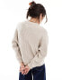 ASOS DESIGN chunky crew neck rib jumper in oatmeal