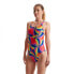 Яркий купальник Speedo Allover Digital Leaderback "Городские рисунки" Watermelon / Flare Pink / Mandarin Peel / Lemon Drizzle, 28 - фото #1