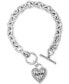 ფოტო #1 პროდუქტის Silver-Tone Pavé Logo Heart Link Bracelet