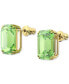 ფოტო #3 პროდუქტის Gold-Tone Millenia Green Stone Stud Earrings