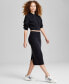 ფოტო #1 პროდუქტის Women's Denim Back-Slit Midi Skirt