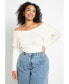 Plus Size Ribbed Off The Shoulder Sweater