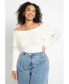 ფოტო #3 პროდუქტის Plus Size Ribbed Off The Shoulder Sweater