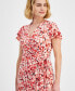 ფოტო #3 პროდუქტის Petite Printed Flutter-Sleeve Faux-Wrap Dress