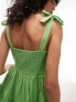 Фото #3 товара Topshop tie strap embroidered mini beach dress in green