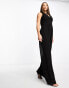 TFNC Tall wrap front jumpsuit in black