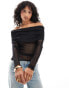 JJXX off the shoulder mesh top in black